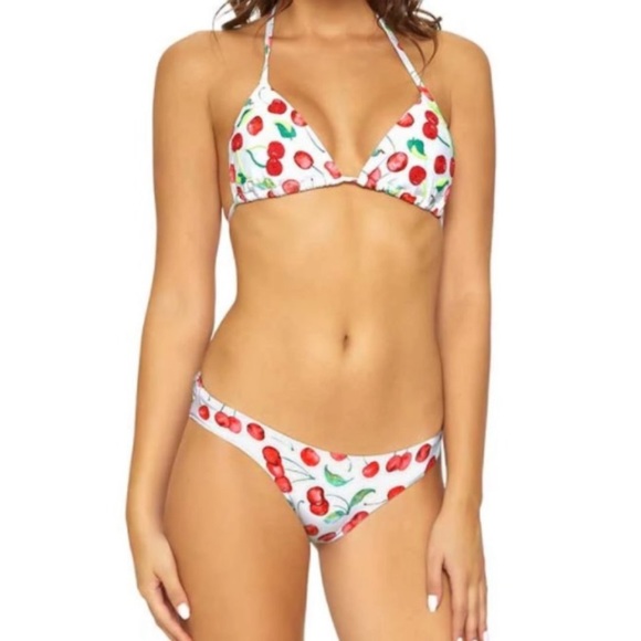 Pilyq Other - 🔥PILYQ🔥CHERRIES BASIC RUCHED FULL TEENY BIKINI SWIM BOTTOMS SMALL NWT